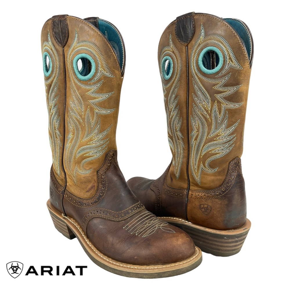 Ariat Women’s 5.5B Shadow Rider Western Leather Pull On‎ Boots Turquoise